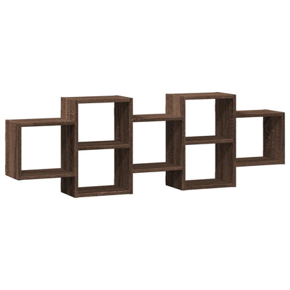 Wandschap 129x18x42 cm bewerkt hout bruin eikenkleurig