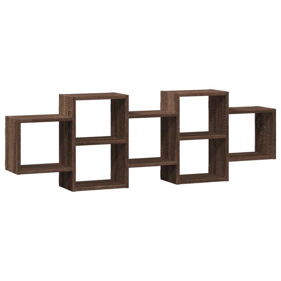 Wandschap 129x18x42 cm bewerkt hout bruin eikenkleurig