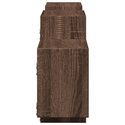 Wandschap 129x18x42 cm bewerkt hout bruin eikenkleurig