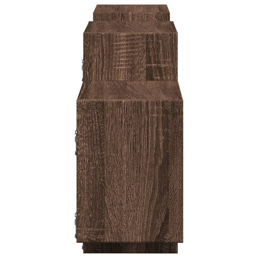 Wandschap 129x18x42 cm bewerkt hout bruin eikenkleurig
