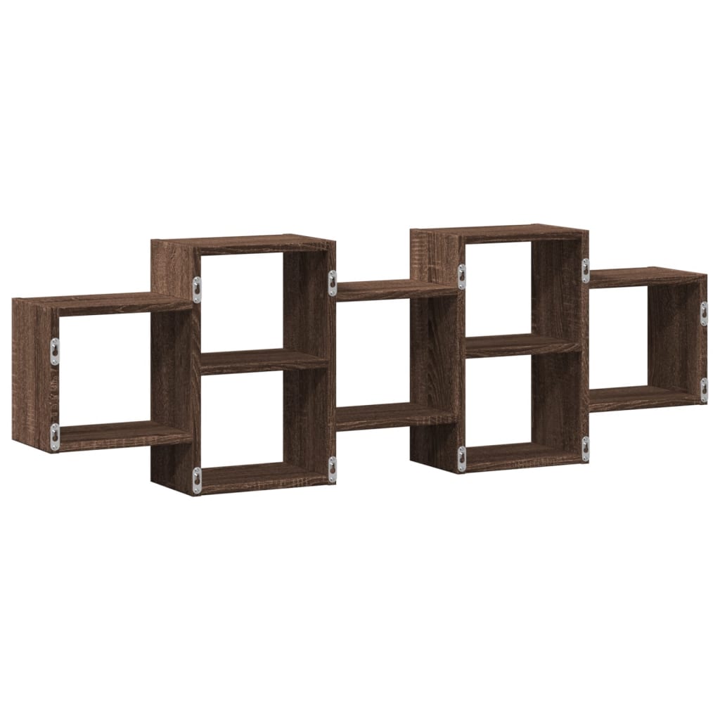 Wandschap 129x18x42 cm bewerkt hout bruin eikenkleurig