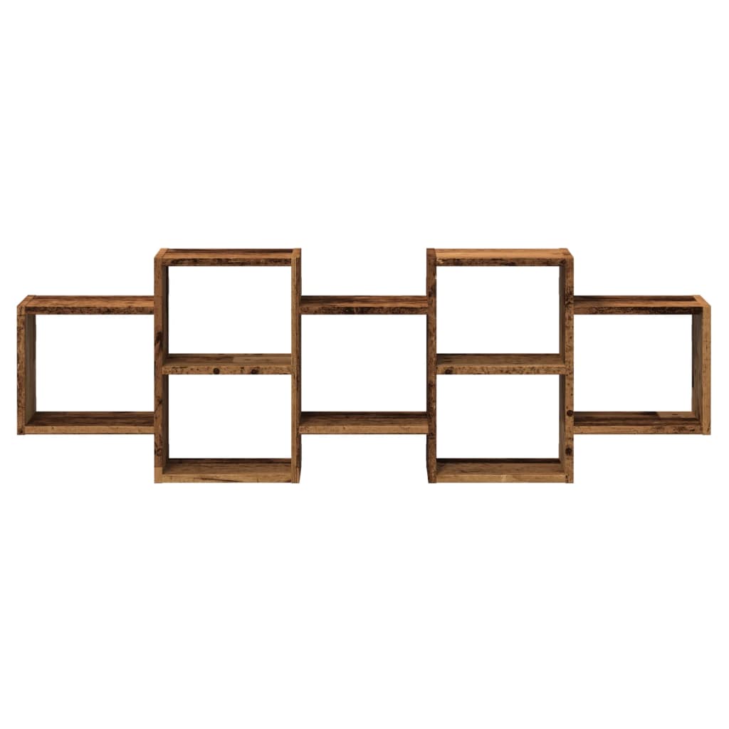 Wandschap 129x18x42 cm bewerkt hout oud houtkleurig