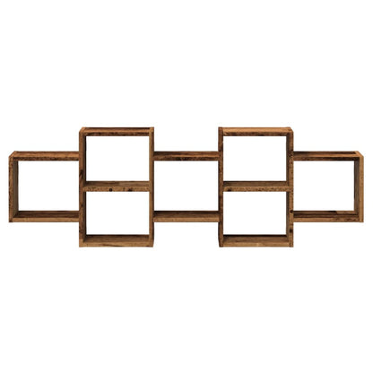 Wandschap 129x18x42 cm bewerkt hout oud houtkleurig