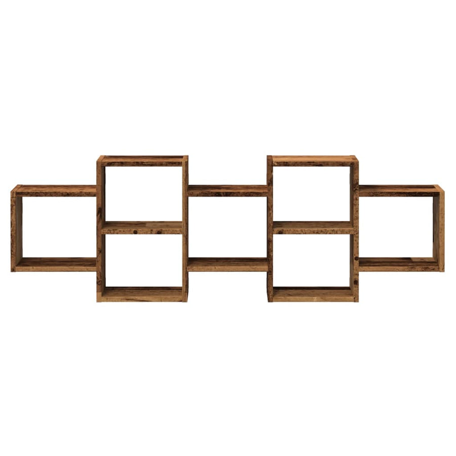 Wandschap 129x18x42 cm bewerkt hout oud houtkleurig