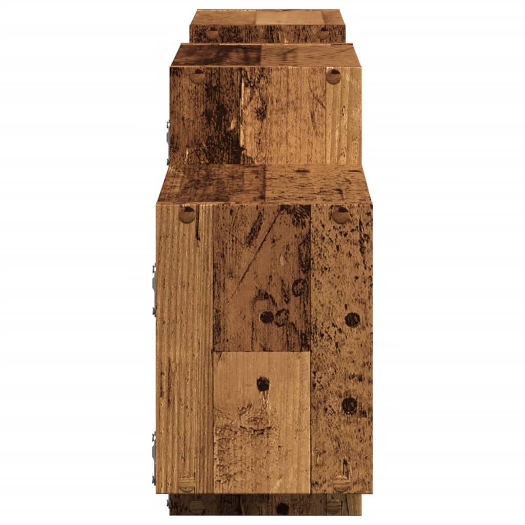 Wandschap 129x18x42 cm bewerkt hout oud houtkleurig
