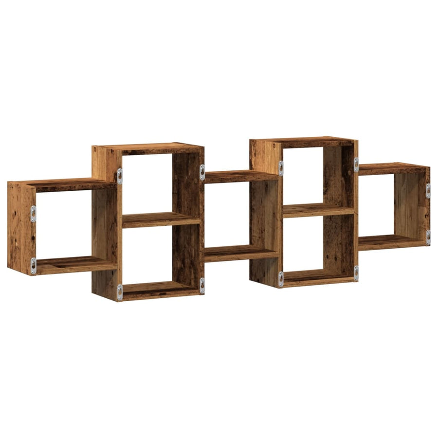 Wandschap 129x18x42 cm bewerkt hout oud houtkleurig