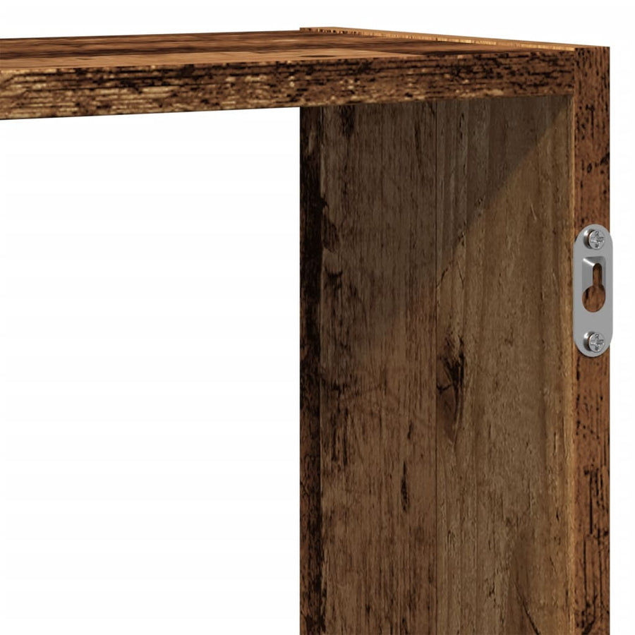 Wandschap 129x18x42 cm bewerkt hout oud houtkleurig