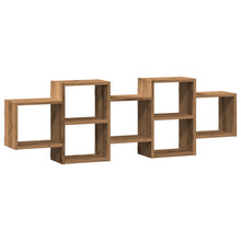 Wandschap 129x18x42 cm bewerkt hout artisanaal eikenkleurig