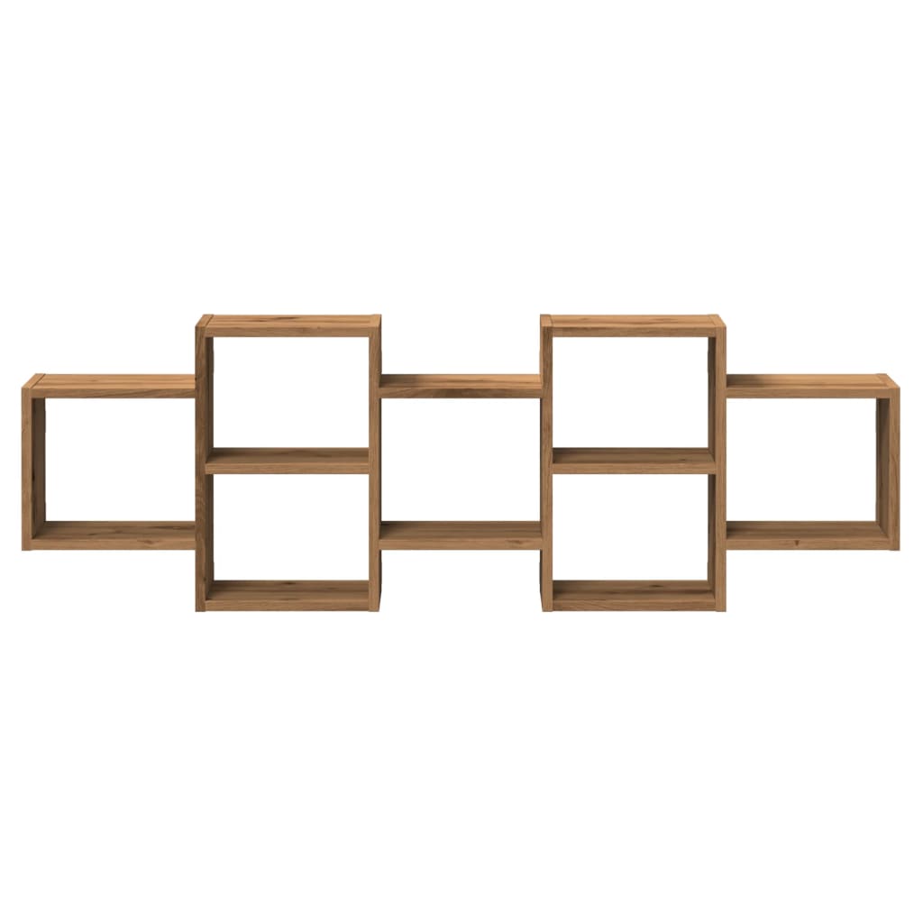 Wandschap 129x18x42 cm bewerkt hout artisanaal eikenkleurig