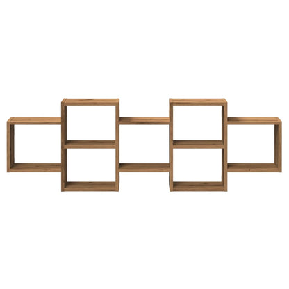 Wandschap 129x18x42 cm bewerkt hout artisanaal eikenkleurig