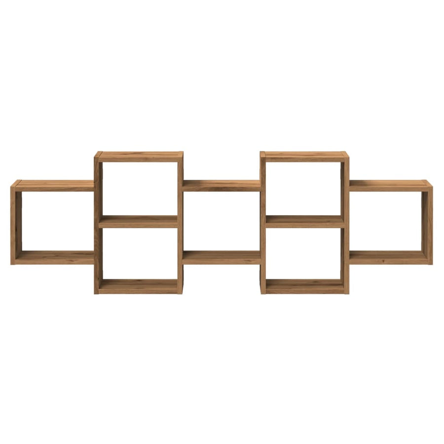 Wandschap 129x18x42 cm bewerkt hout artisanaal eikenkleurig