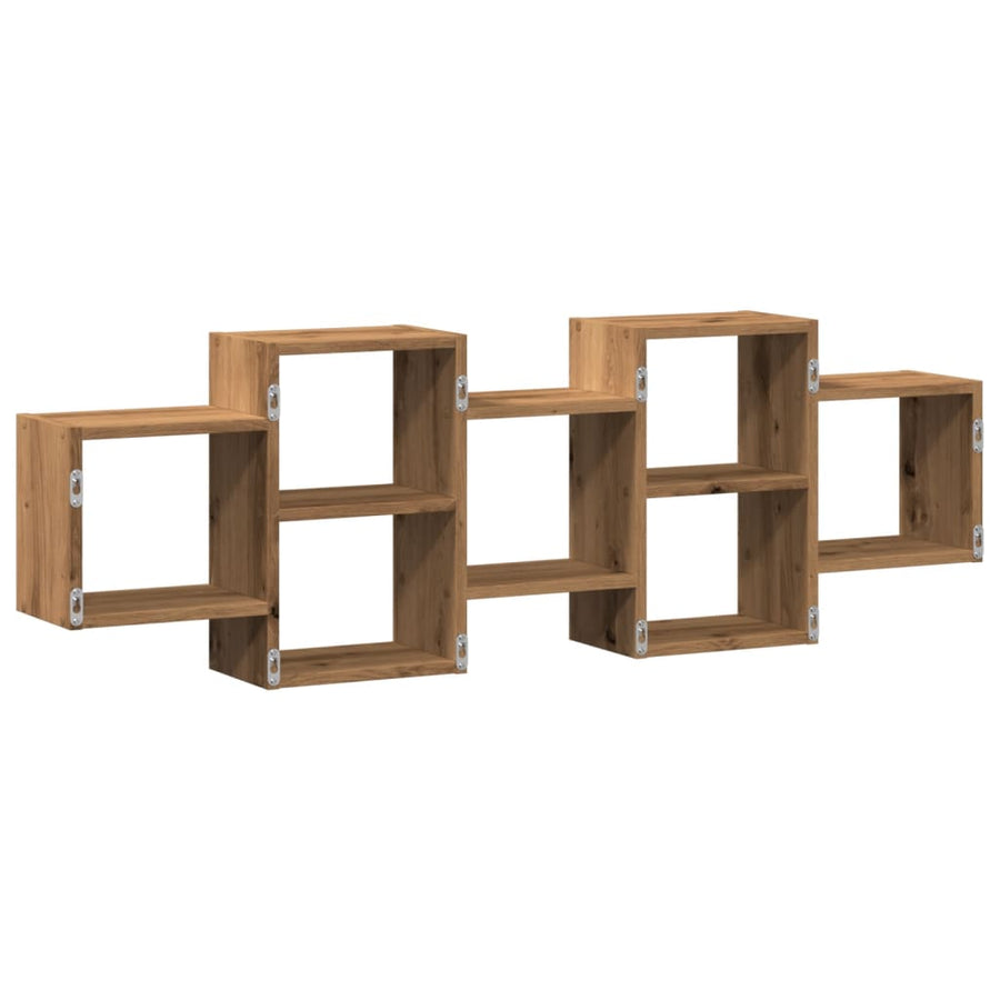 Wandschap 129x18x42 cm bewerkt hout artisanaal eikenkleurig