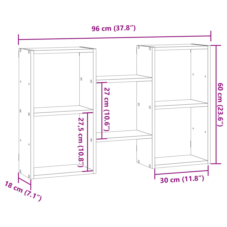 Wandschap 96x18x60 cm bewerkt hout oud houtkleurig