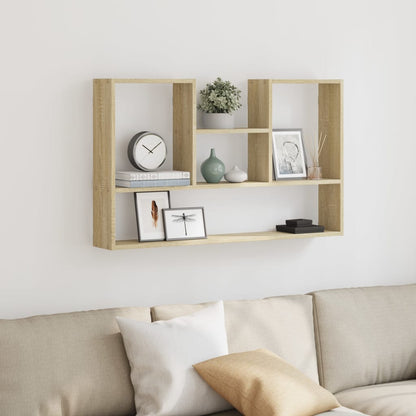 Wandschap 99x15x60 cm bewerkt hout sonoma eikenkleurig