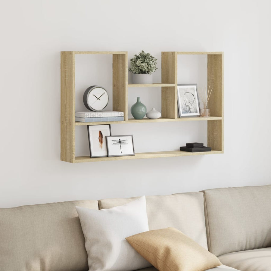 Wandschap 99x15x60 cm bewerkt hout sonoma eikenkleurig