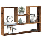 Wall shelf 99x15x60 cm carved old wood colored