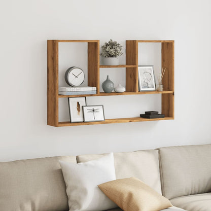 Wandschap 99x15x60 cm bewerkt hout artisanaal eikenkleurig