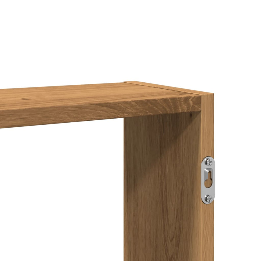 Wandschap 99x15x60 cm bewerkt hout artisanaal eikenkleurig