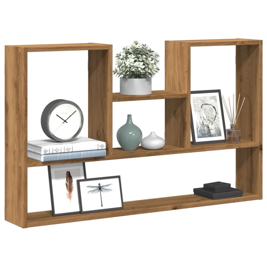 Wandschap 99x15x60 cm bewerkt hout artisanaal eikenkleurig