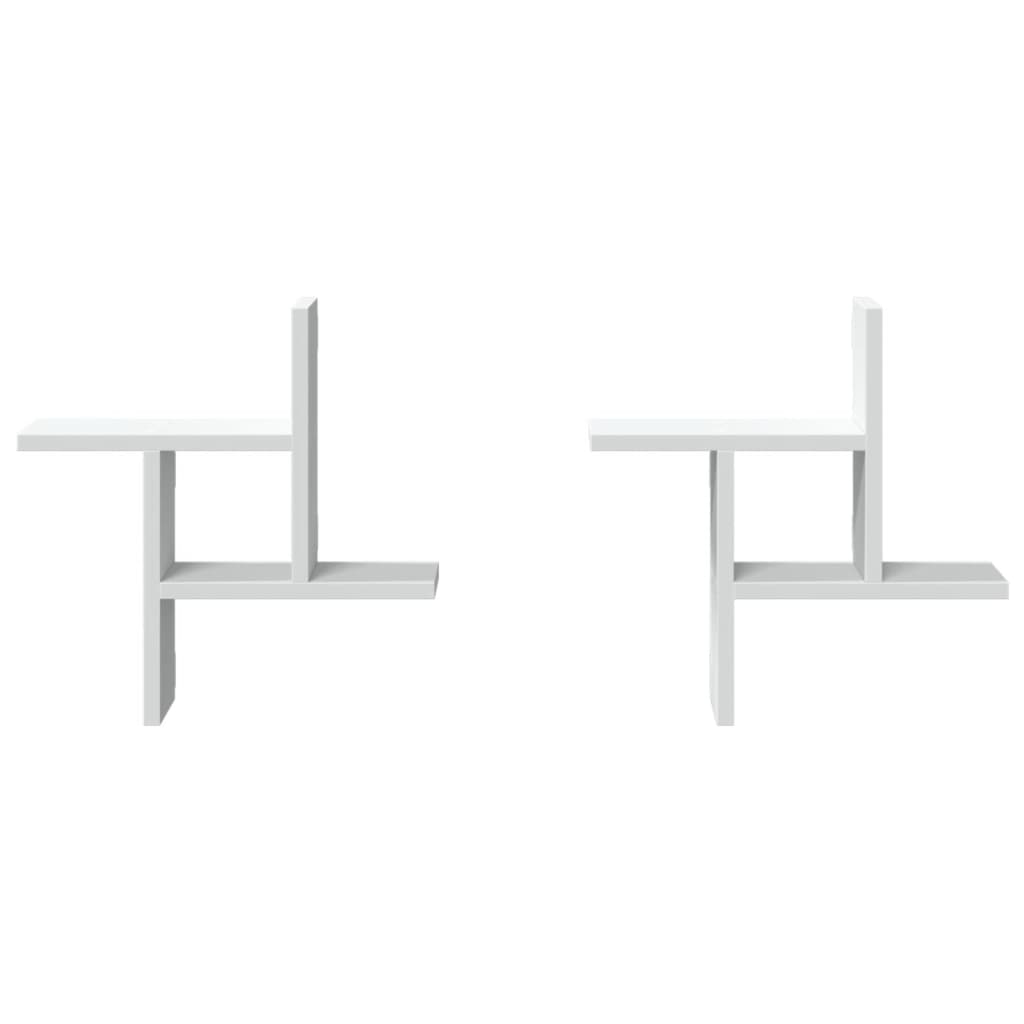 Wandschappen 2 st 38x12x38 cm bewerkt hout wit