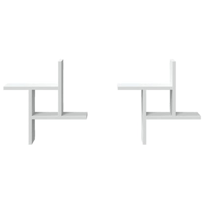 Wandschappen 2 st 38x12x38 cm bewerkt hout wit