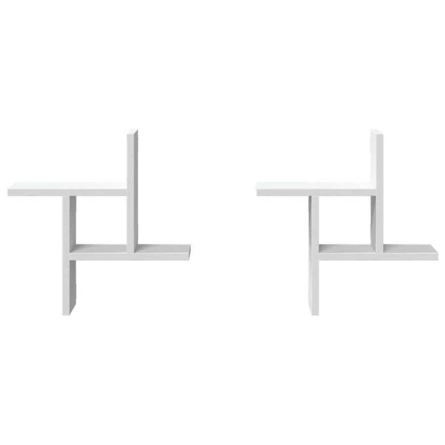 Wandschappen 2 st 38x12x38 cm bewerkt hout wit