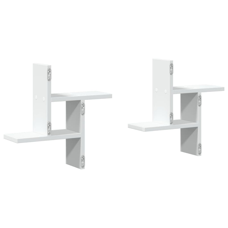 Wandschappen 2 st 38x12x38 cm bewerkt hout wit