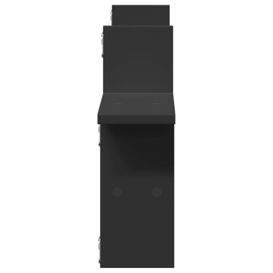 Wandschappen 2 st 38x12x38 cm bewerkt hout zwart