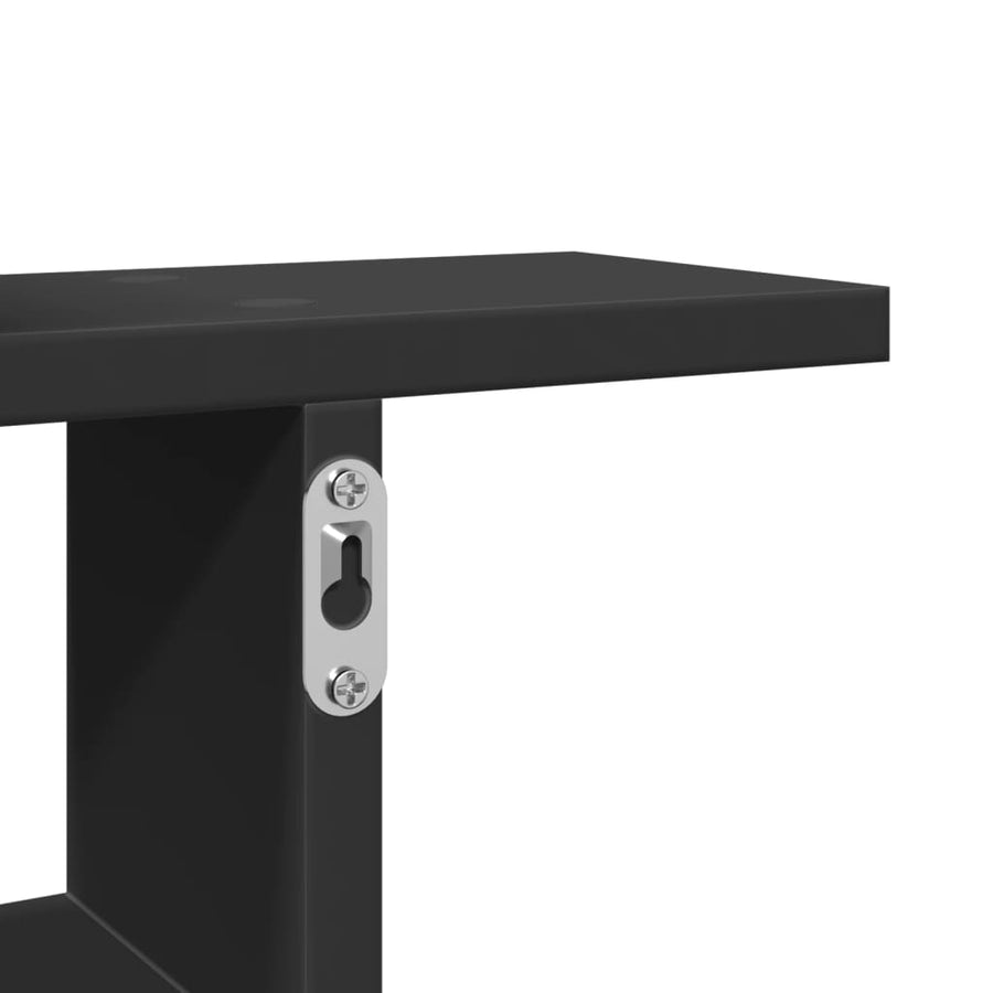 Wandschappen 2 st 38x12x38 cm bewerkt hout zwart