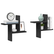 Wandschappen 2 stuks 38x12x38 cm bewerkt hout zwart
