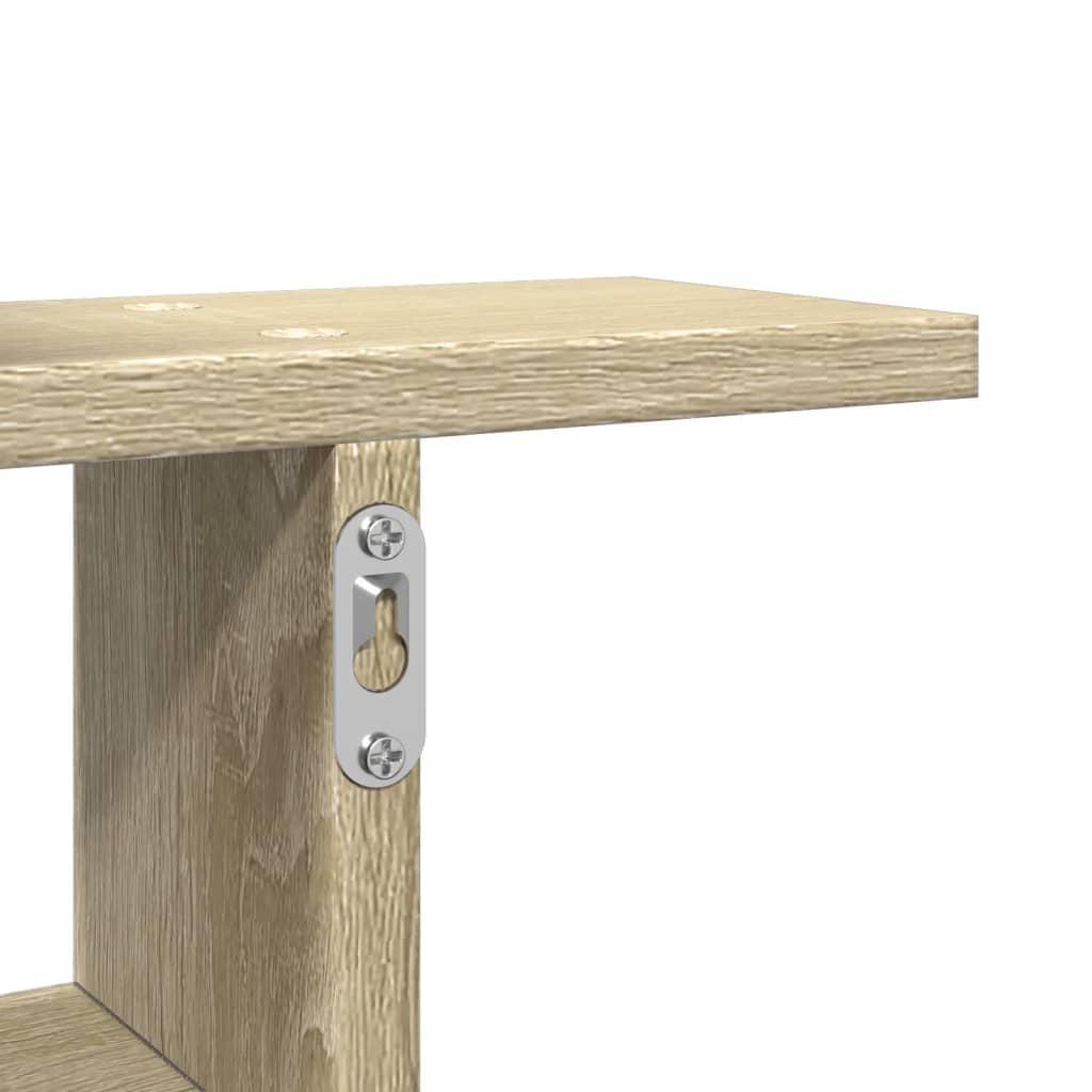 Wandschappen 2 st 38x12x38 cm bewerkt hout sonoma eikenkleurig