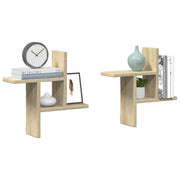 Wandschappen 2 st 38x12x38 cm bewerkt hout sonoma eiken