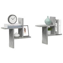 Wandschappen 2 st 38x12x38 cm bewerkt hout betongrijs