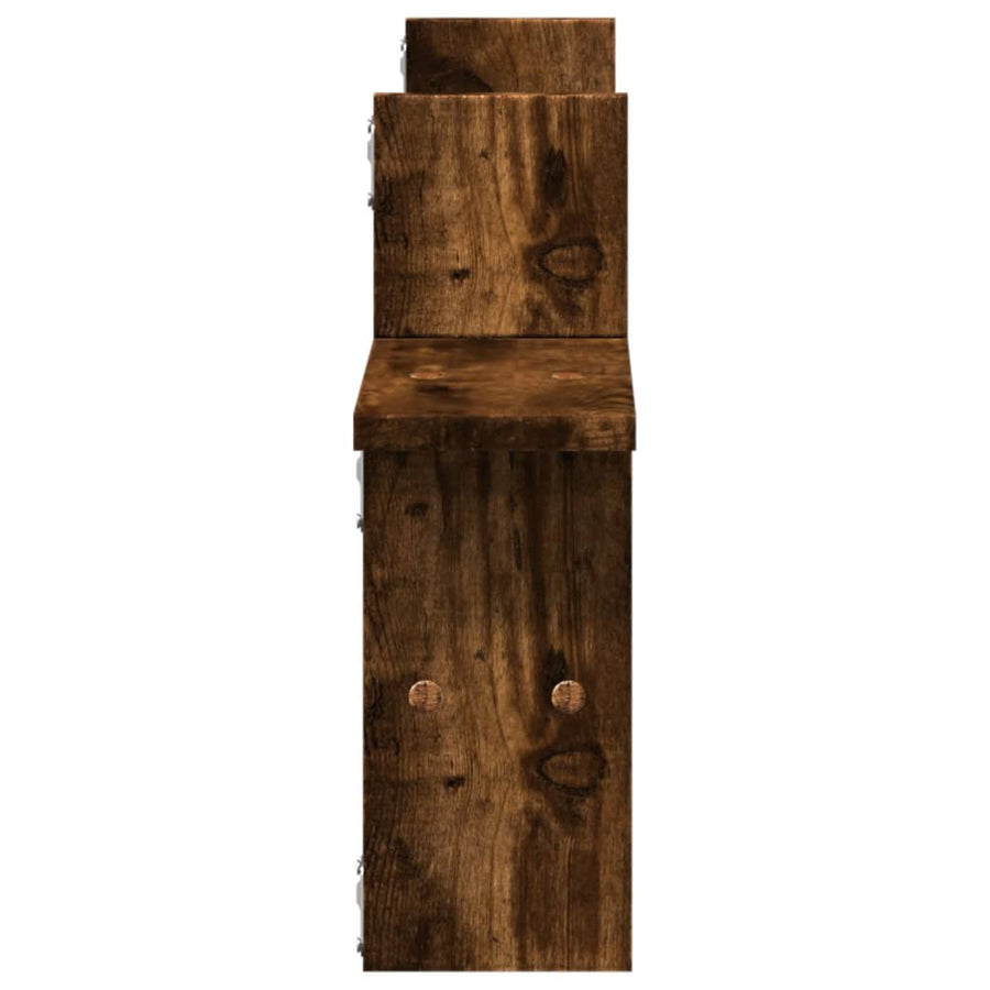 Wandschappen 2 st 38x12x38 cm bewerkt hout gerookt eikenkleurig