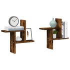 Wall shelves 2 pcs 38x12x38 cm treated wood smoked oak color