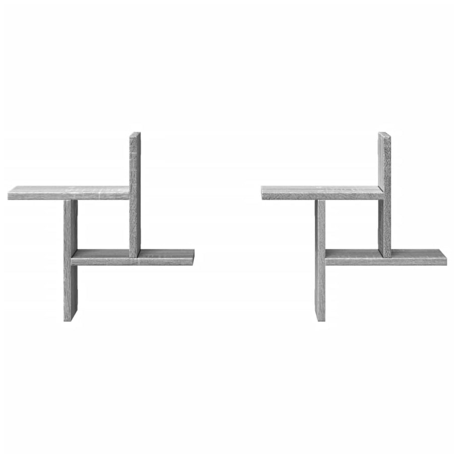 Wandschappen 2 st 38x12x38 cm bewerkt hout grijs sonoma eiken