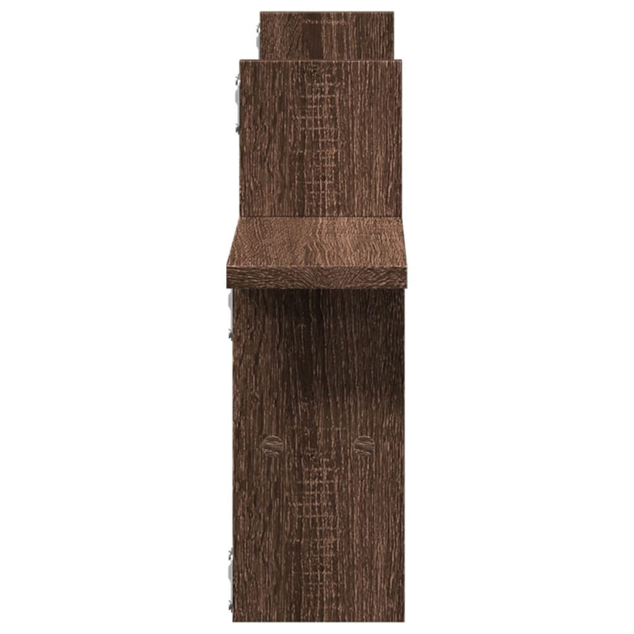 Wandschappen 2 st 38x12x38 cm bewerkt hout bruin eikenkleurig