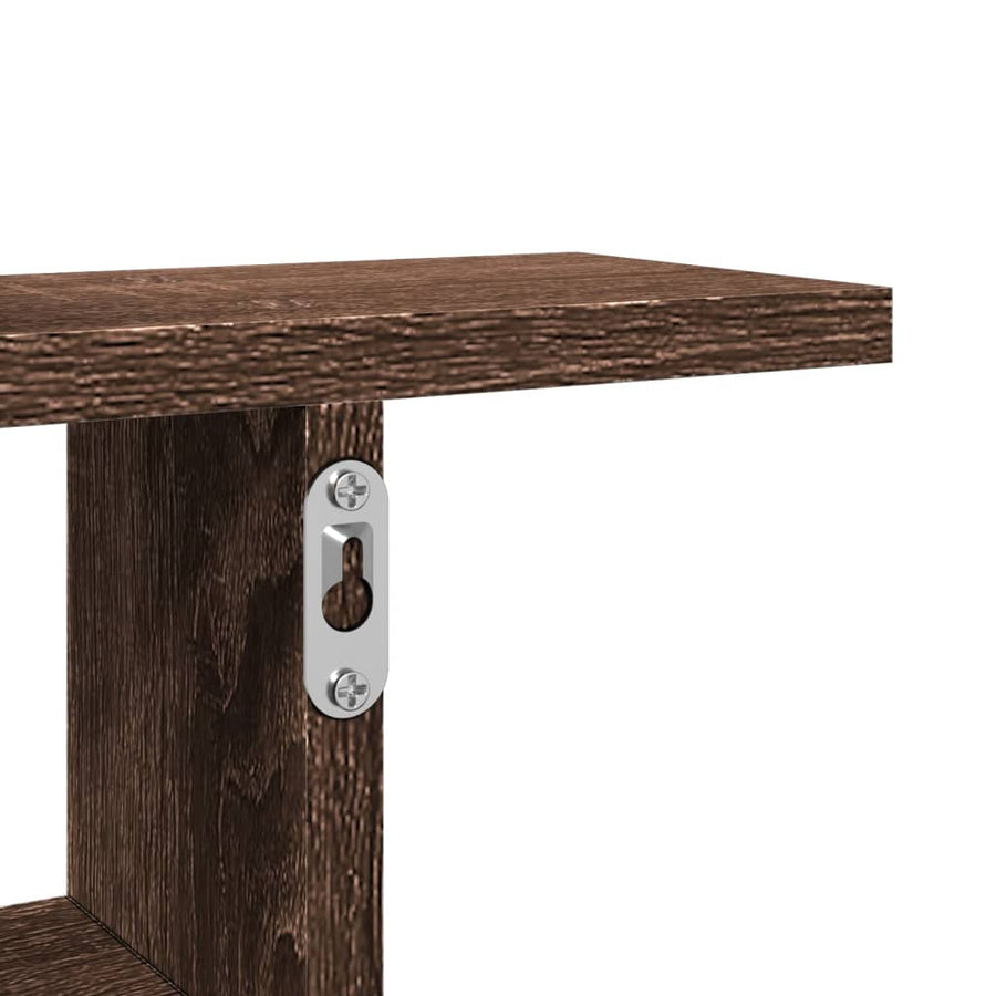 Wandschappen 2 st 38x12x38 cm bewerkt hout bruin eikenkleurig