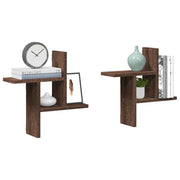 Wandschappen 2 st 38x12x38 cm bewerkt hout bruin