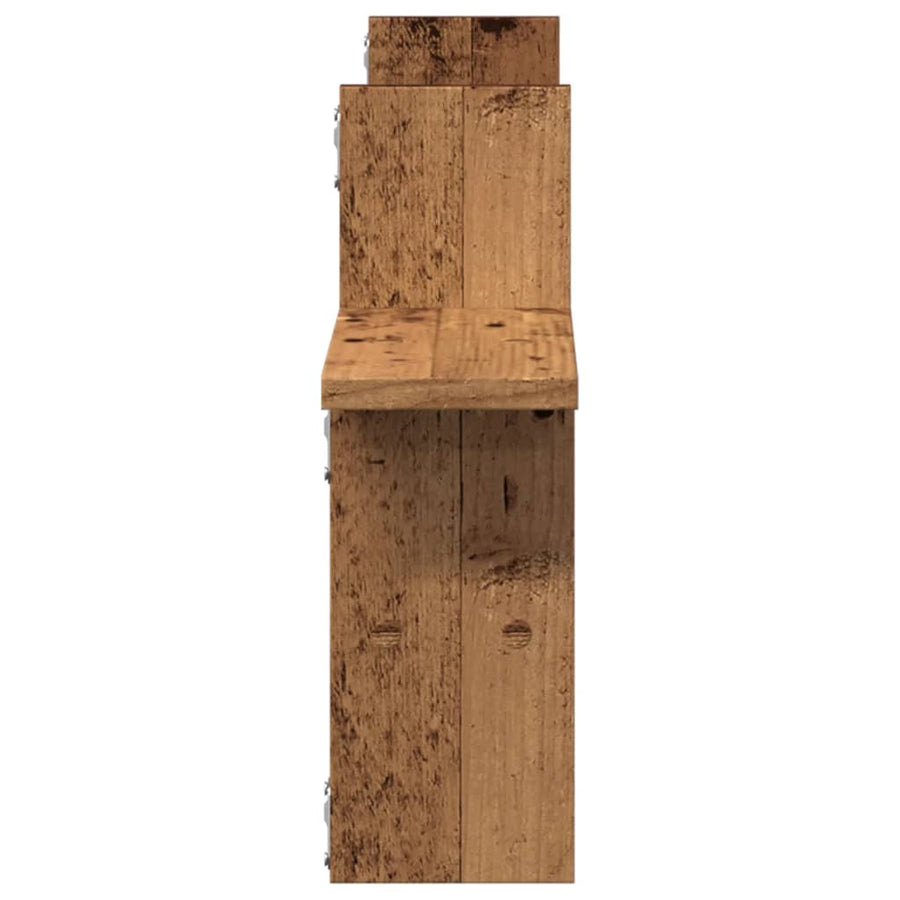 Wandschappen 2 st 38x12x38 cm bewerkt hout oud houtkleurig