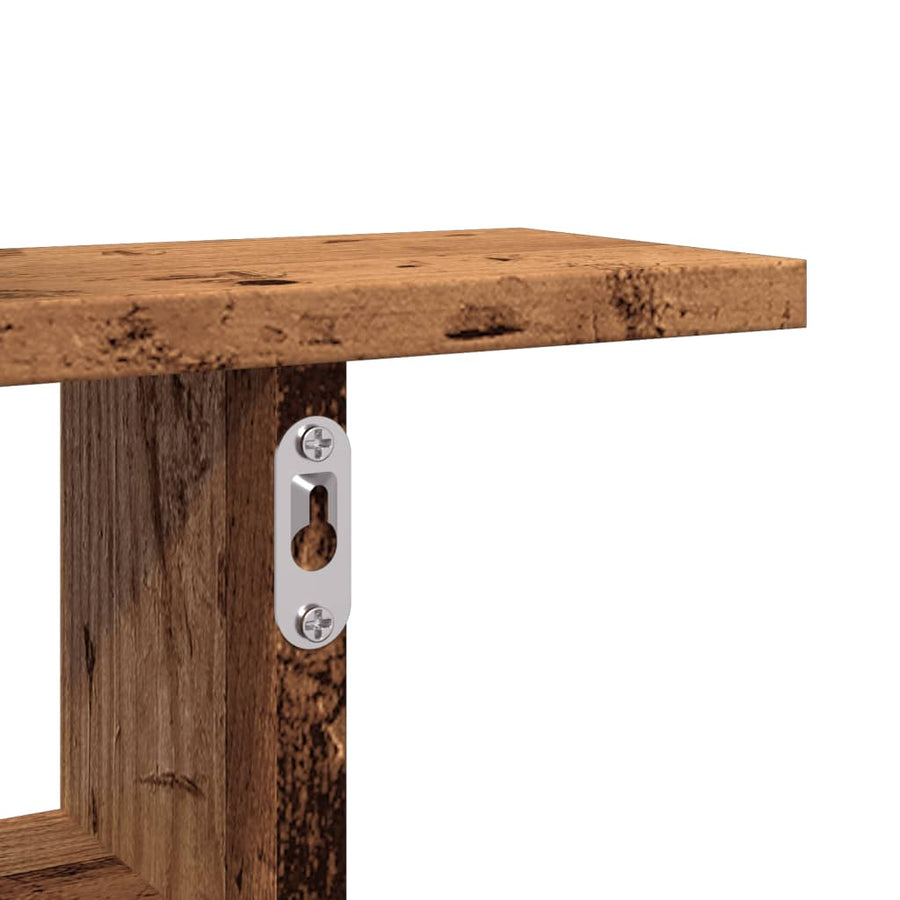 Wandschappen 2 st 38x12x38 cm bewerkt hout oud houtkleurig