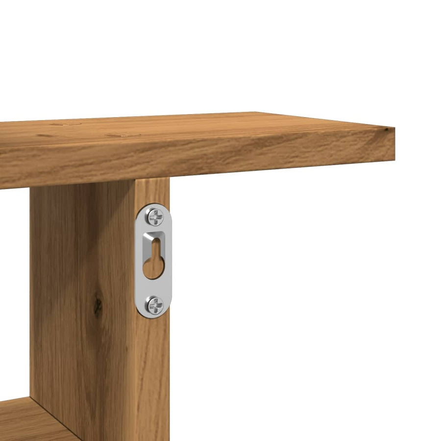 Wandschappen 2 st 38x12x38 cm bewerkt hout artisanaal eiken