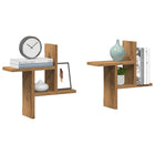 Wall shelves 2 pcs 38x12x38 cm crafted oak wood