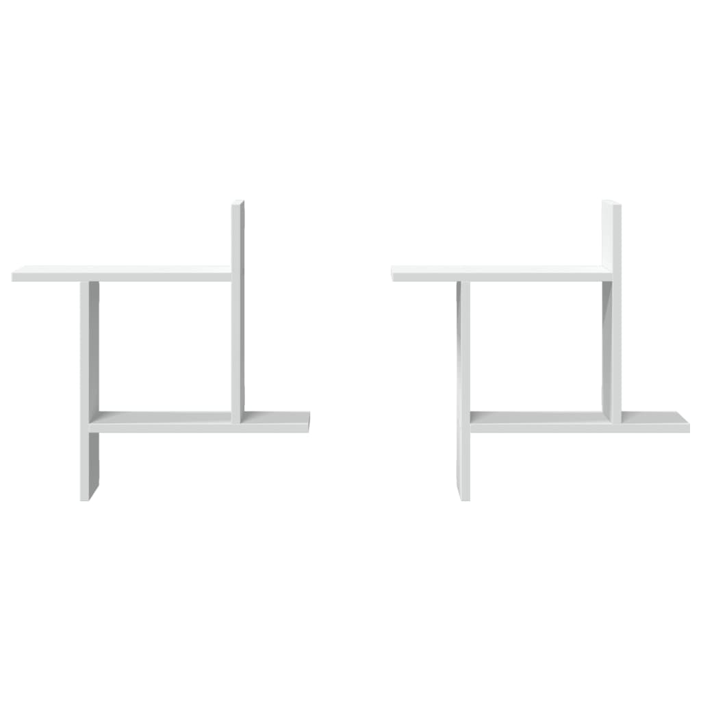 Wandschappen 2 st 50x12x50 cm bewerkt hout wit