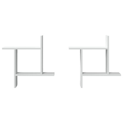 Wandschappen 2 st 50x12x50 cm bewerkt hout wit
