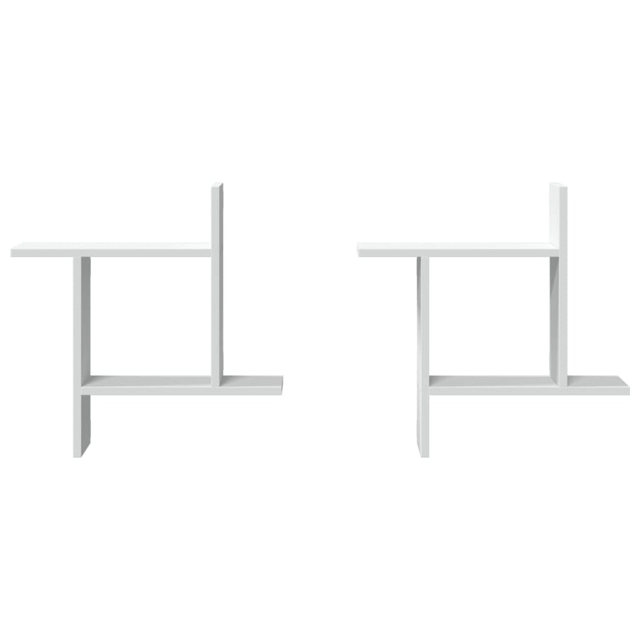 Wandschappen 2 st 50x12x50 cm bewerkt hout wit