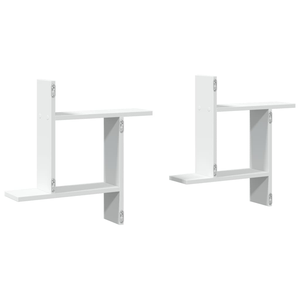 Wandschappen 2 st 50x12x50 cm bewerkt hout wit