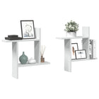 Wall shelves 2 pcs 50x12x50 cm worked wood white