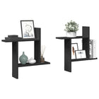 Wall shelves 2 pcs 50x12x50 cm carved wood black
