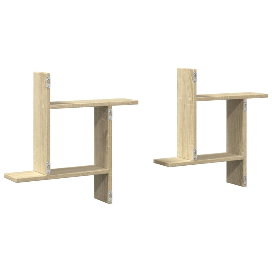 Wandschappen 2 st 50x12x50 cm bewerkt hout sonoma eikenkleurig